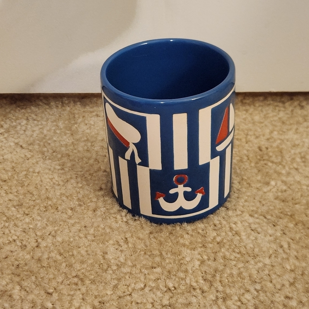 Waechtersbach Blue White Striped Sailor Boat Beach Mug Germany - Picture 2 of 5